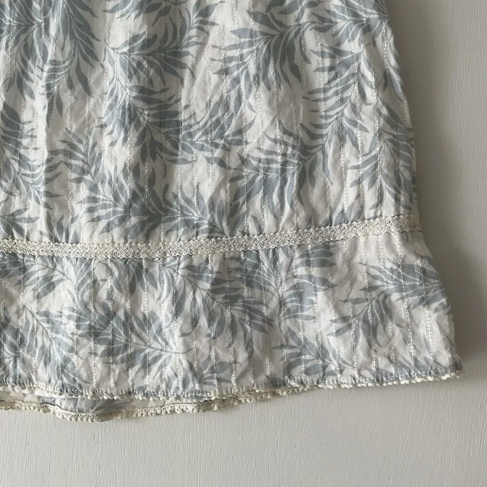 Ann Taylor Size 4 White Skirt Cotton Leaves Embroidered Eyelet Tiered Whimsical